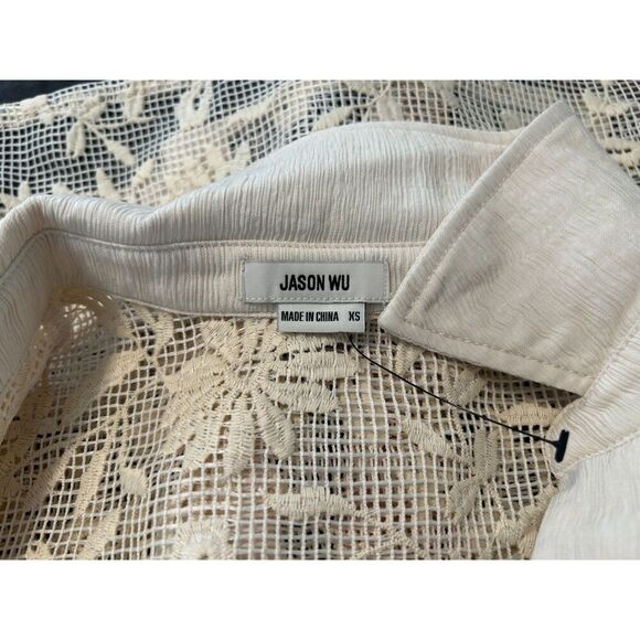 NWT Jason Wu Ivory Lace Button Front Cropped Shirt Women's Size XS Fairycore - Picture 4 of 6